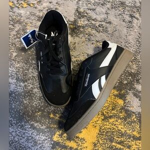 Reebok Black and White Hammer Street Sneakers with Tan Sole